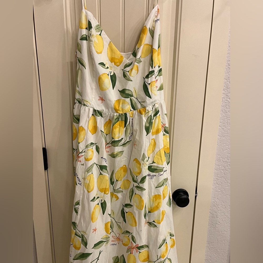 H&M Lemon Print Dress - White and Yellow size xl NWOT